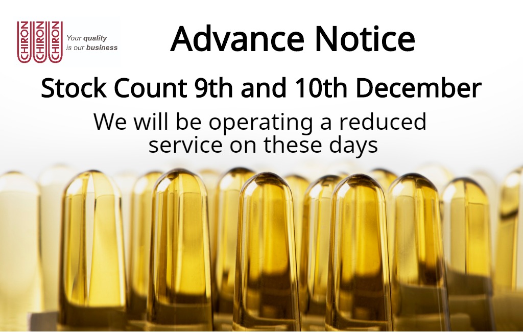 Annual stock count: 9th & 10th December