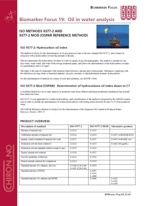 BMF 19 - Oil in water analysis ISO METHODS 9377-2