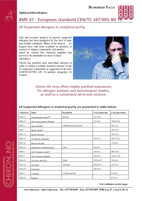 BMF 47 - Allergens European standard CEN/TC 347/WG 4N 19